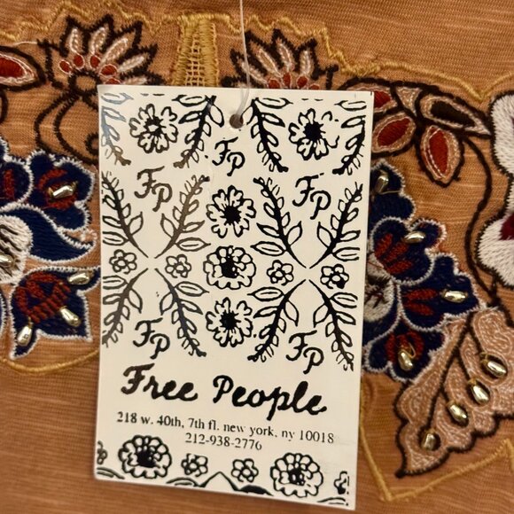 Free People Tan Embroidered Long Sleeve Top - Picture 15 of 15